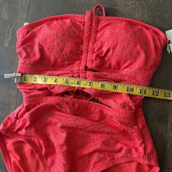 NWT Jessica Simpson  Standard Ruched Front Halter Neck One Piece Swimsuit - Picture 8 of 12